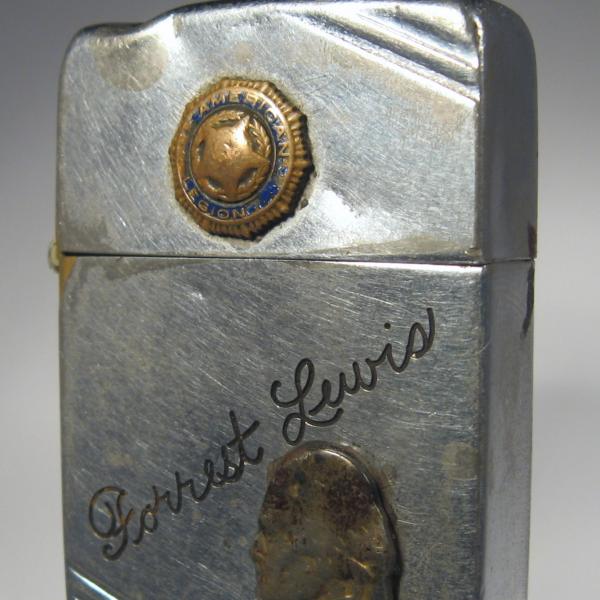 (155) ZIPPO [=1938-40=] (3 barrel)(U-Clip) =FORREST LEWIS=