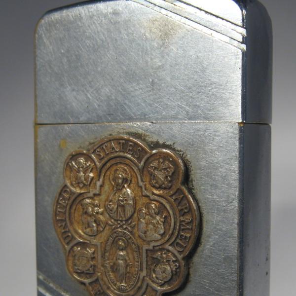 (197) ZIPPO [=1938-40=] (5 barrel)(U-clip) =RELIGIOUS MEDAL ARMY FORCES=