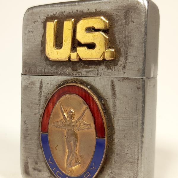 (110) ZIPPO [=1942=] (4 barrel) WWII =1st INFANTRY DIV. VICTORY , US , MONETY=